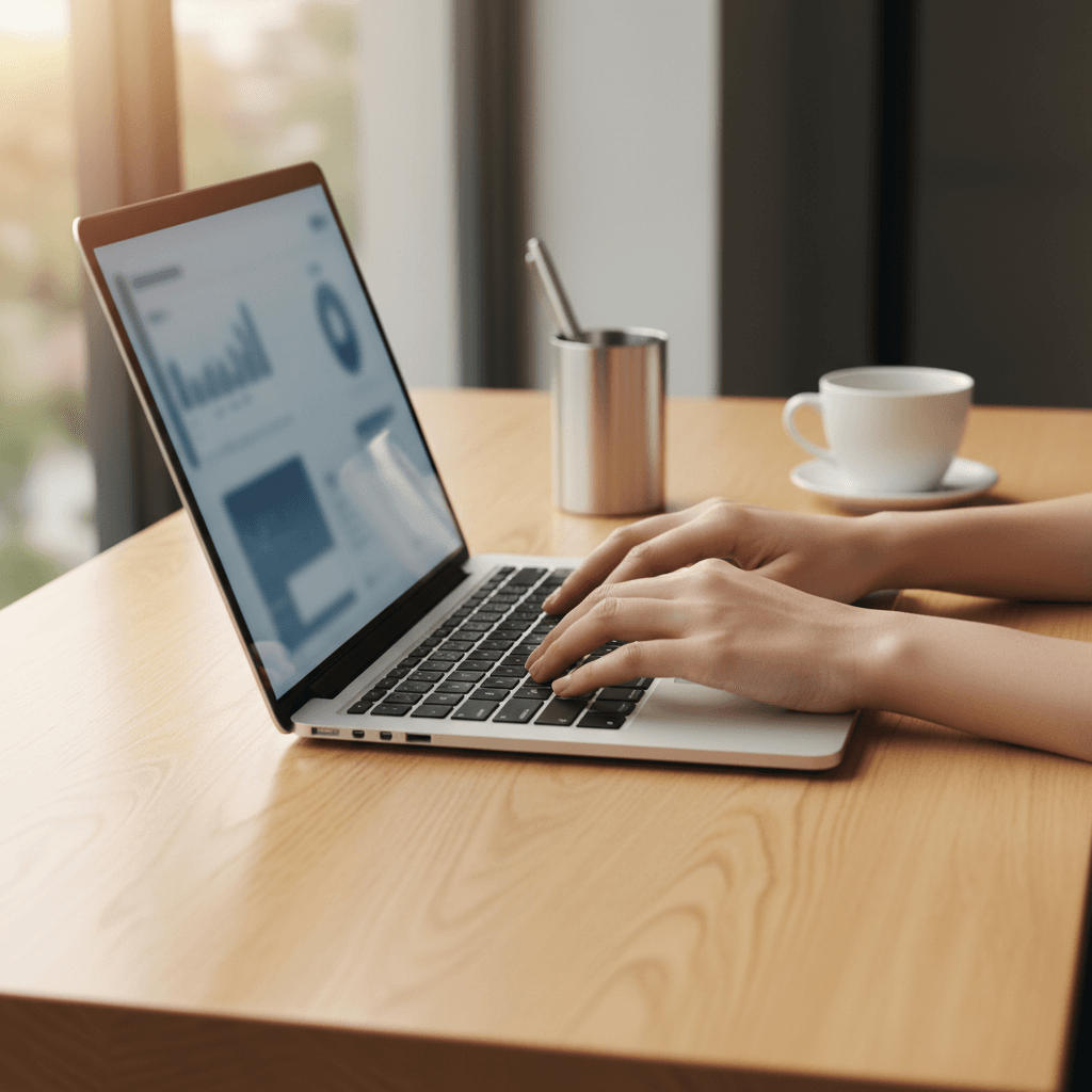 Person setting up wholesale account on computer