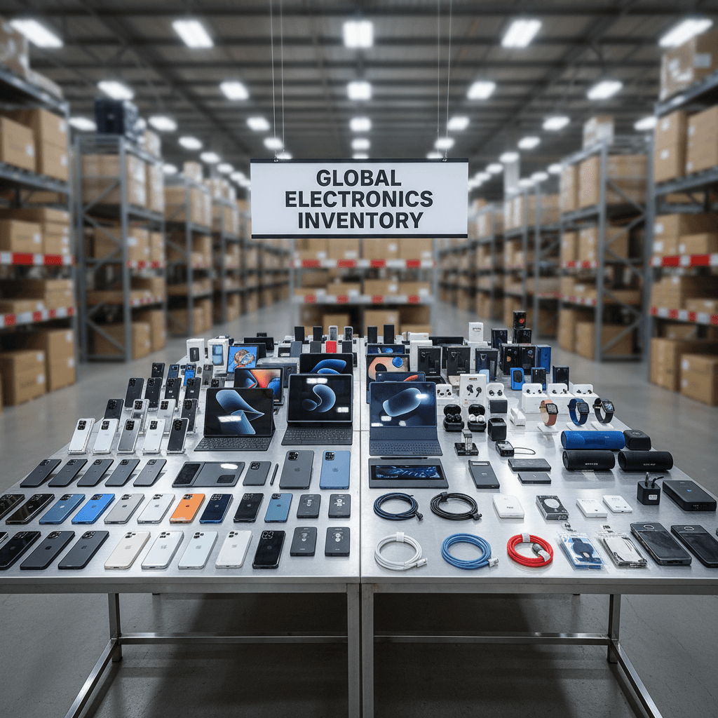 Diverse wholesale electronics inventory and mixed product categories